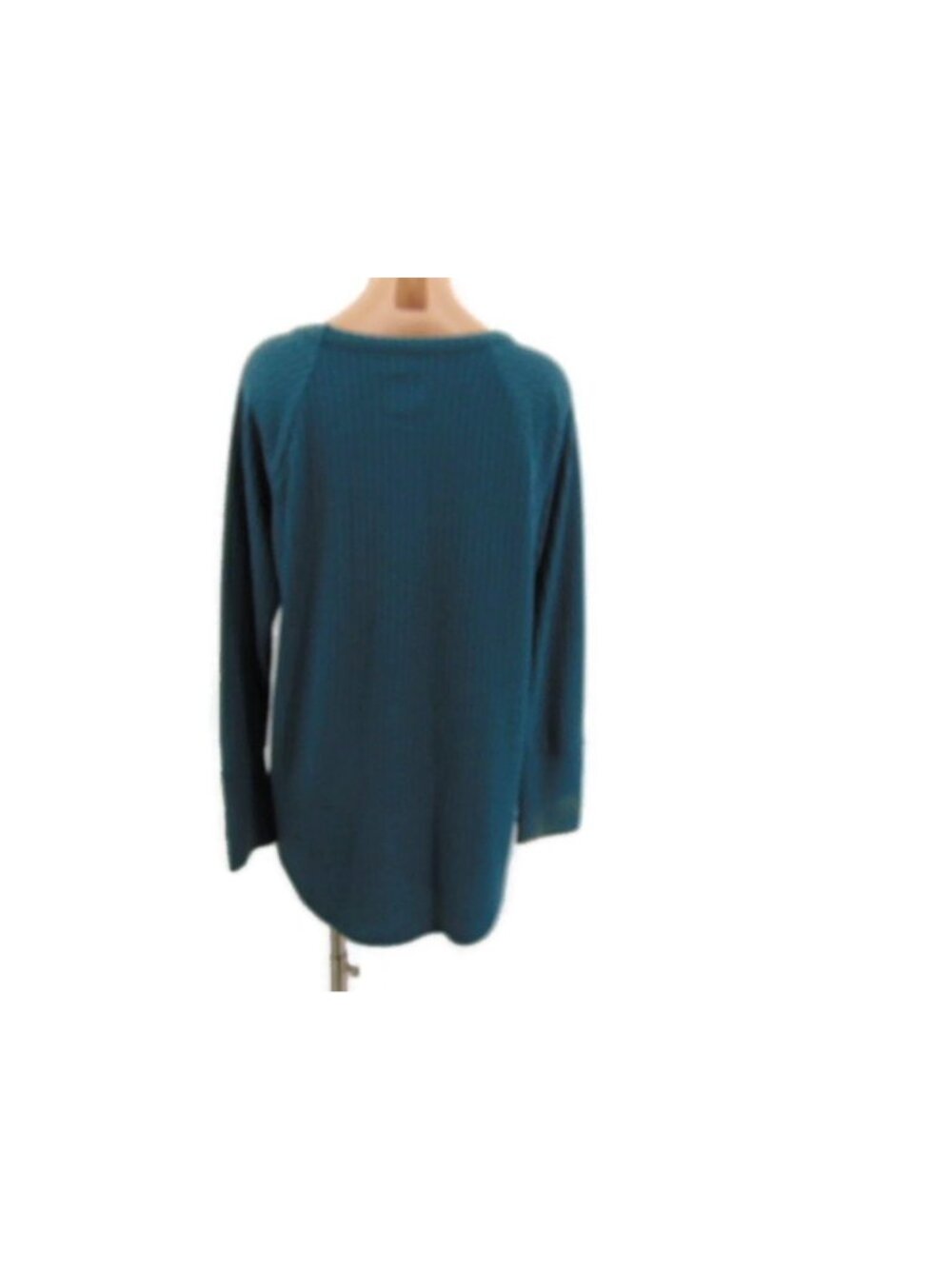 Chaser Green Waffle Knit Tunic Shirt XL Round Neck Button Cuffs Long Sleeve - Picture 3 of 9